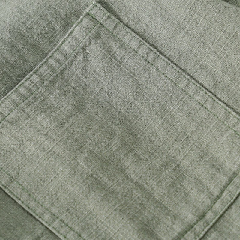 Chemise à manches longues en coton et lin pour homme, motif Buddha Stones, couleur unie, revers, avec poche - image 24