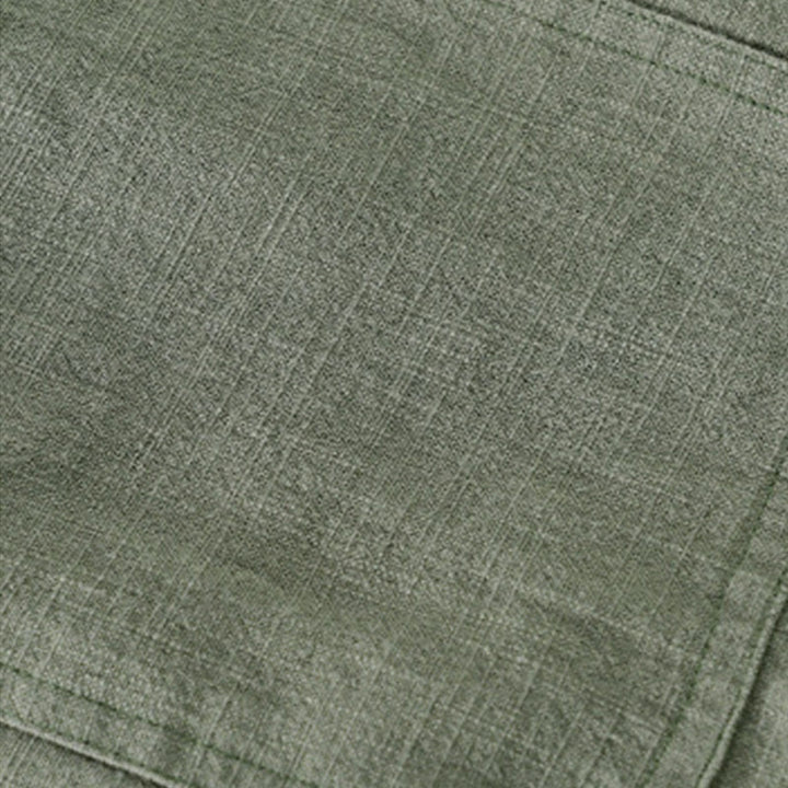 Chemise à manches longues en coton et lin pour homme, motif Buddha Stones, couleur unie, revers, avec poche - image 25