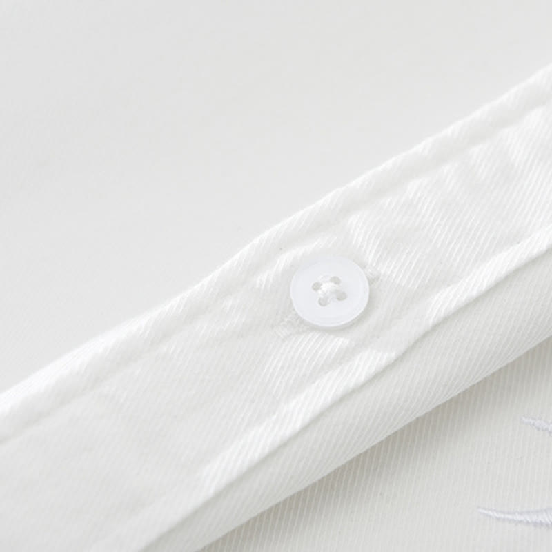 Chemise en coton à manches courtes pour homme, motif simple et artistique, broderie de Buddha Stones , motif bambou - image 8