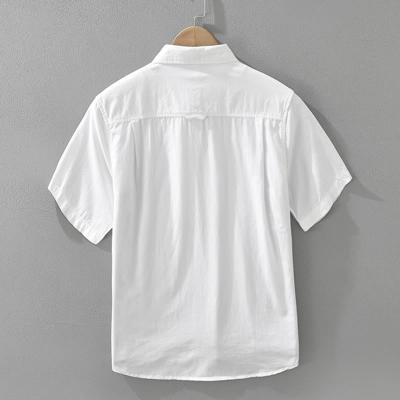 Chemise en coton à manches courtes pour homme, motif simple et artistique, broderie de Buddha Stones , motif bambou - image 3