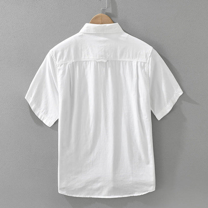 Chemise en coton à manches courtes pour homme, motif simple et artistique, broderie de Buddha Stones , motif bambou - image 3