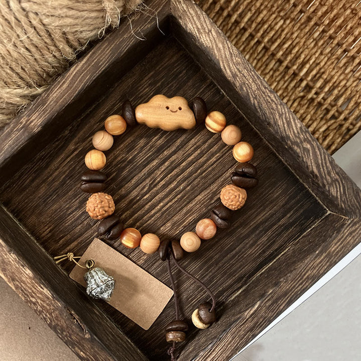 Bracelet de protection en bois de santal et grains de café, Buddha Stones - Grain de café (tour de poignet : 16-18 cm) - image 1