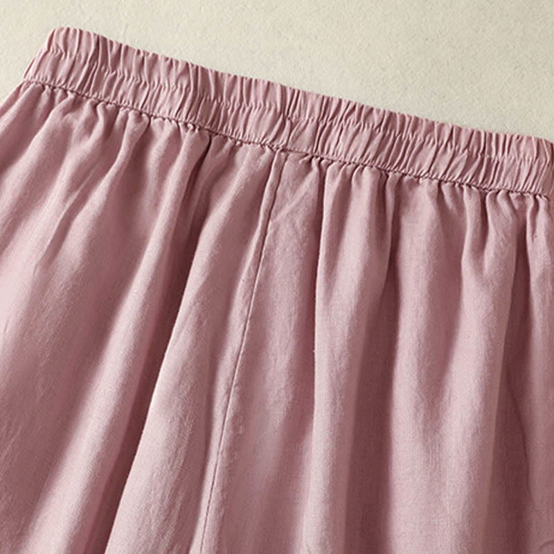 Pantalon sarouel décontracté en coton et lin avec poches pour femme, longueur 7-8, motif Buddha Stones, uni, en dentelle sur les côtés