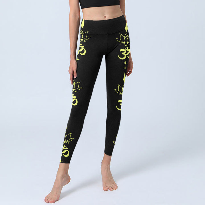 Leggings de sport imprimés Buddha Stones, fleur de lotus et symbole OM, pantalons de yoga pour femmes - image 5