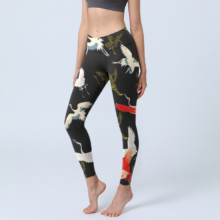 Leggings de sport à imprimé Buddha Stones blanches, rouges et dorées, pantalons de yoga pour femmes - Noir - US18，UK/AU22，EU50 (4XL) - image 1