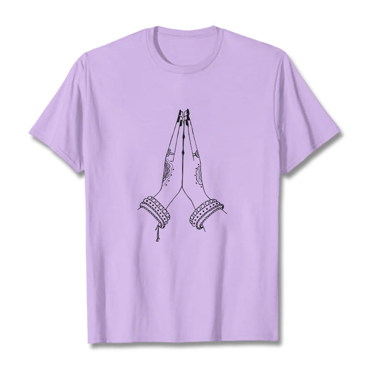 T-shirt avec motif de prière « Buddha Stones Join Hands Together » - Prune - 2XL - image 16