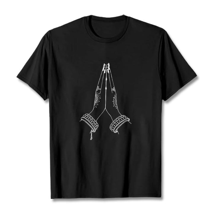 T-shirt avec motif de prière « Buddha Stones Join Hands Together » - Noir - 2XL - image 3