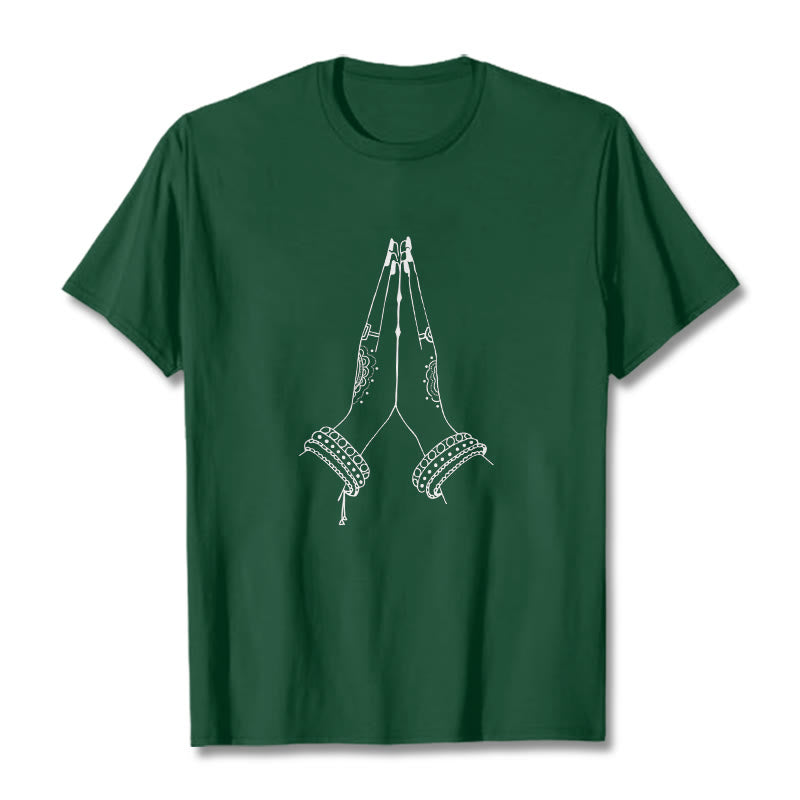 T-shirt avec motif de prière « Buddha Stones Join Hands Together » - Vert forêt - 2XL - image 0