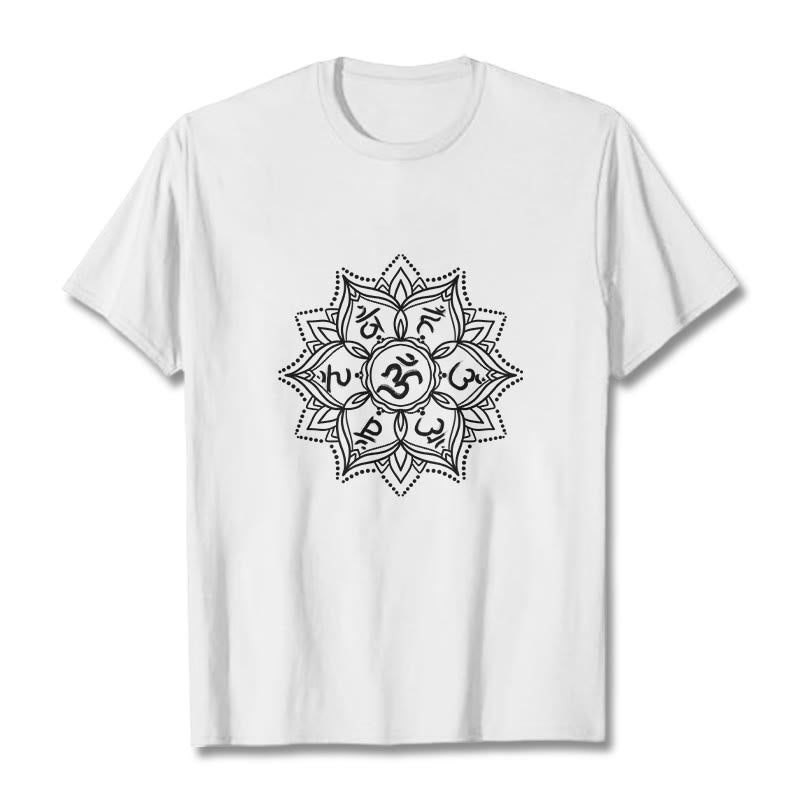 Buddha Stones Mandala fleur Om Mani Padme Hum Sanskrit Mantra T-shirt - Blanc - 2XL - image 1