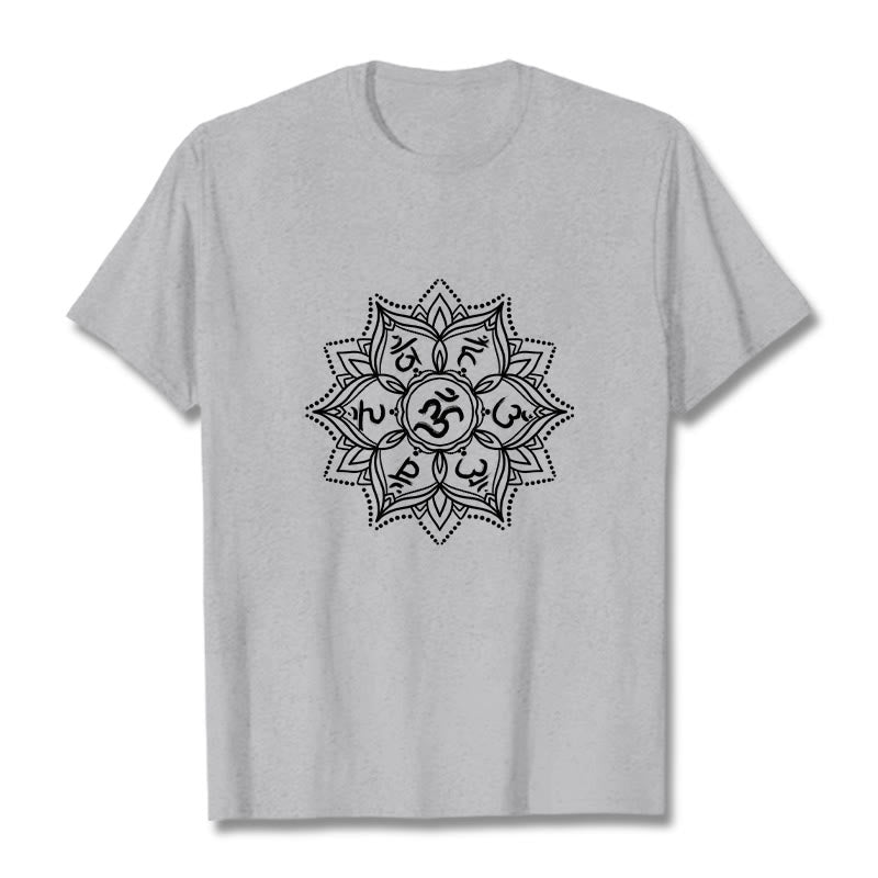 Buddha Stones Mandala fleur Om Mani Padme Hum Sanskrit Mantra T-shirt - Gris clair - 2XL - image 19