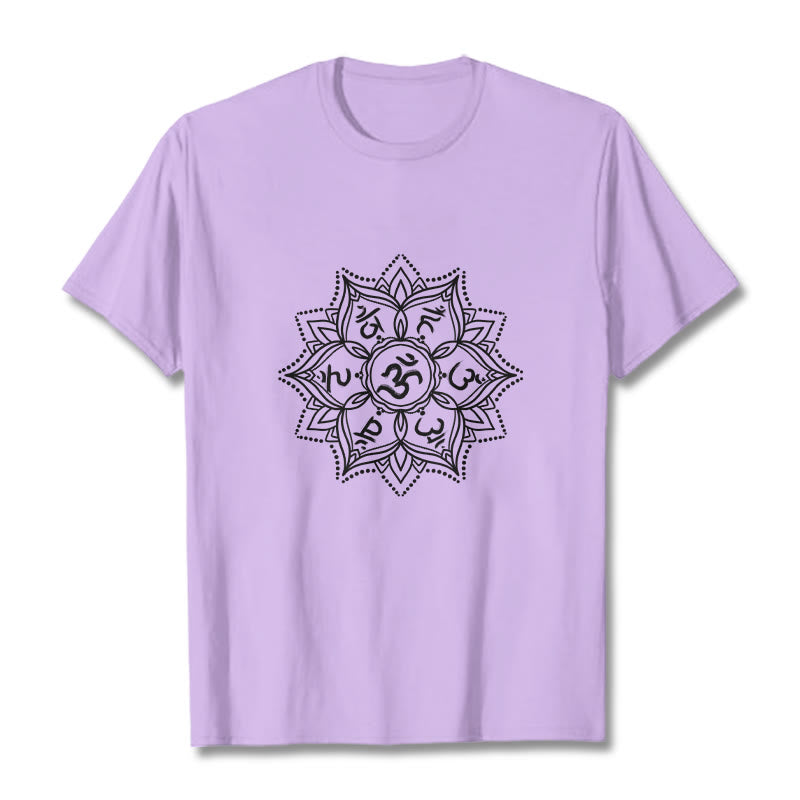 Buddha Stones Mandala fleur Om Mani Padme Hum Sanskrit Mantra T-shirt - Prune - 2XL - image 16
