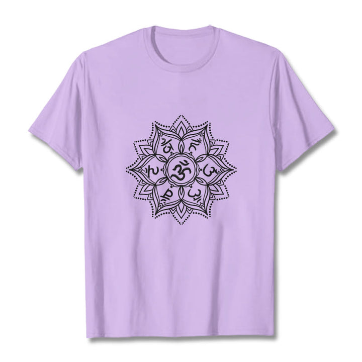 Buddha Stones Mandala fleur Om Mani Padme Hum Sanskrit Mantra T-shirt - Prune - 2XL - image 16