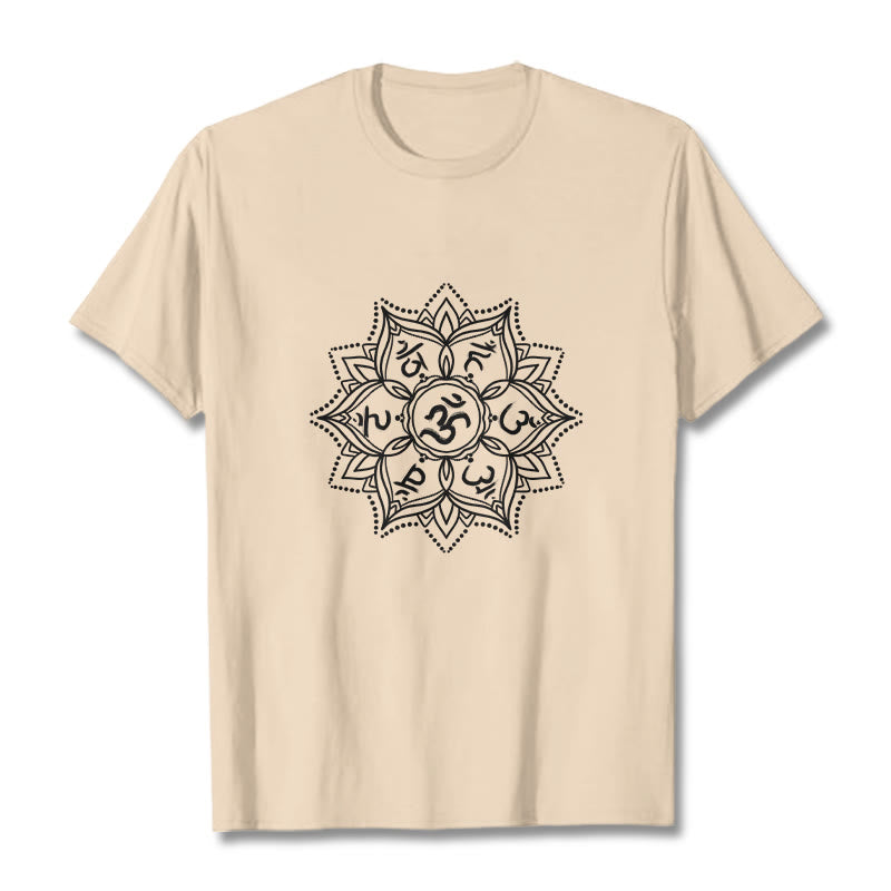 Buddha Stones Mandala fleur Om Mani Padme Hum Sanskrit Mantra T-shirt - Bisque - 2XL - image 11