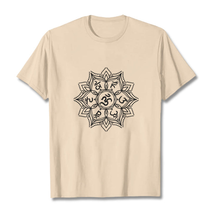 Buddha Stones Mandala fleur Om Mani Padme Hum Sanskrit Mantra T-shirt - Bisque - 2XL - image 11