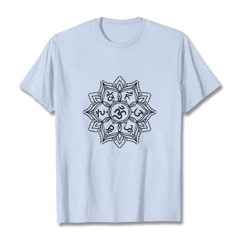 Buddha Stones Mandala fleur Om Mani Padme Hum Sanskrit Mantra T-shirt - Cyan clair - 2XL - image 18