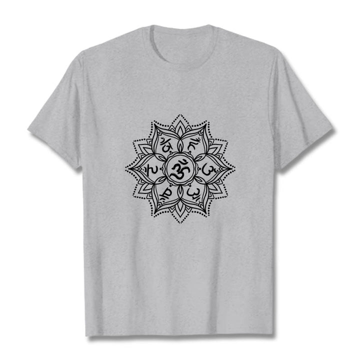 Buddha Stones Mandala fleur Om Mani Padme Hum Sanskrit Mantra T-shirt - Gris clair - 2XL - image 20