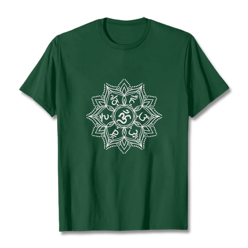 Buddha Stones Mandala fleur Om Mani Padme Hum Sanskrit Mantra T-shirt - Vert forêt - 2XL - image 4