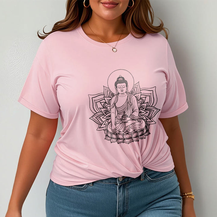 T-shirt Buddha Stones Médecine Bouddha assis sur un piédestal de lotus - image 13