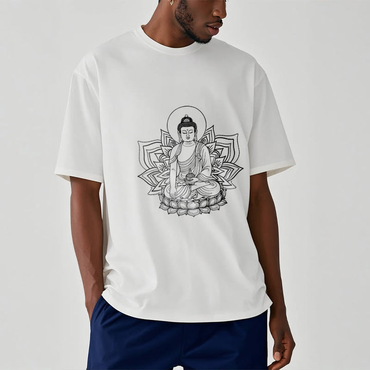 T-shirt Buddha Stones Médecine Bouddha assis sur un piédestal de lotus - image 6