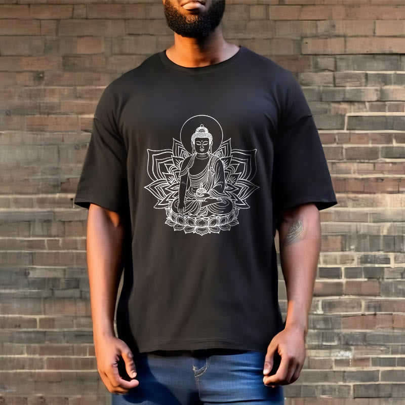 T-shirt Buddha Stones Médecine Bouddha assis sur un piédestal de lotus - image 3