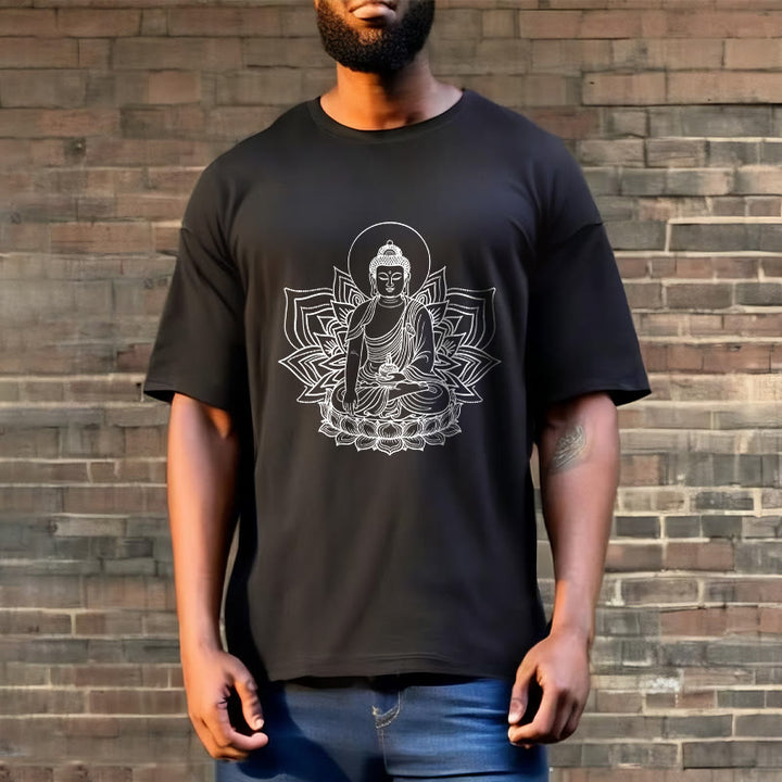 T-shirt Buddha Stones Médecine Bouddha assis sur un piédestal de lotus - image 3