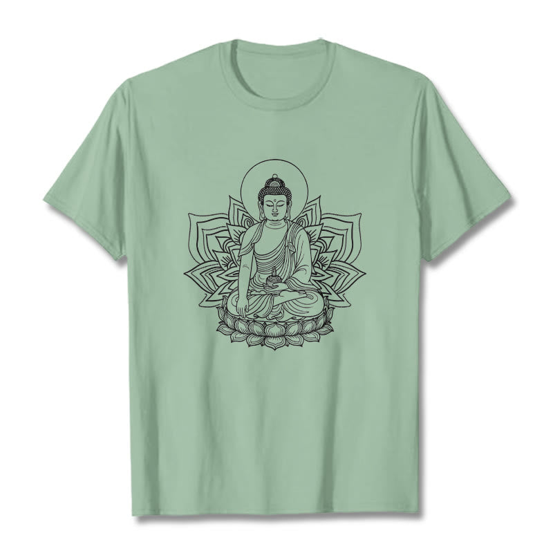 T-shirt Buddha Stones Médecine Bouddha assis sur un piédestal de lotus - Vert pâle - 2XL - image 14