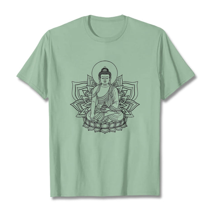 T-shirt Buddha Stones Médecine Bouddha assis sur un piédestal de lotus - Vert pâle - 2XL - image 14