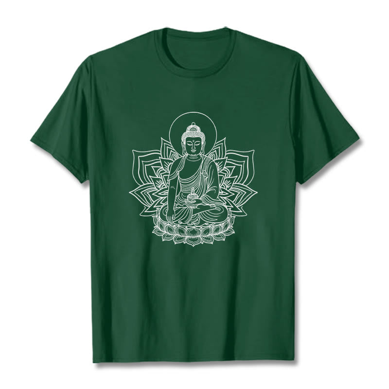 T-shirt Buddha Stones Médecine Bouddha assis sur un piédestal de lotus - Vert forêt - 2XL - image 10