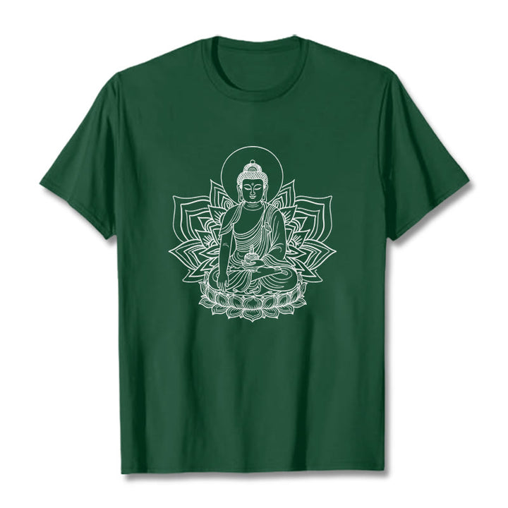 T-shirt Buddha Stones Médecine Bouddha assis sur un piédestal de lotus - Vert forêt - 2XL - image 10