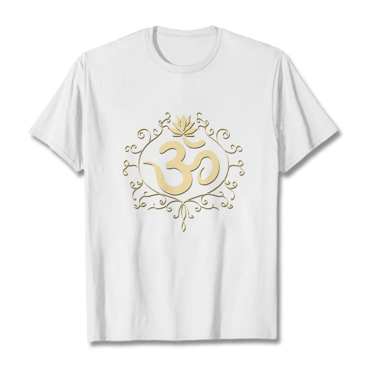 T-shirt Buddha Stones Symbole Om Vignes Fleur de Lotus - Blanc - 2XL - image 8