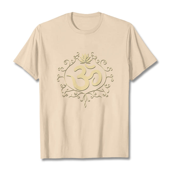 T-shirt Buddha Stones Symbole Om Vignes Fleur de Lotus - Bisque - 2XL - image 11