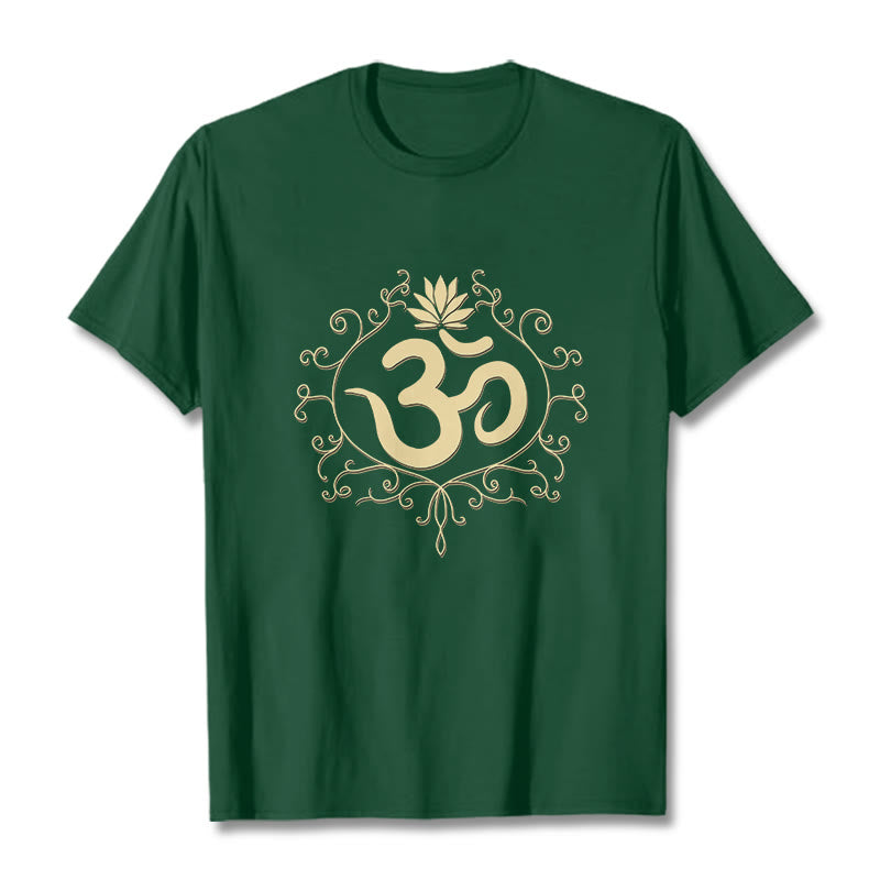 T-shirt Buddha Stones Symbole Om Vignes Fleur de Lotus - Vert forêt - 2XL - image 5