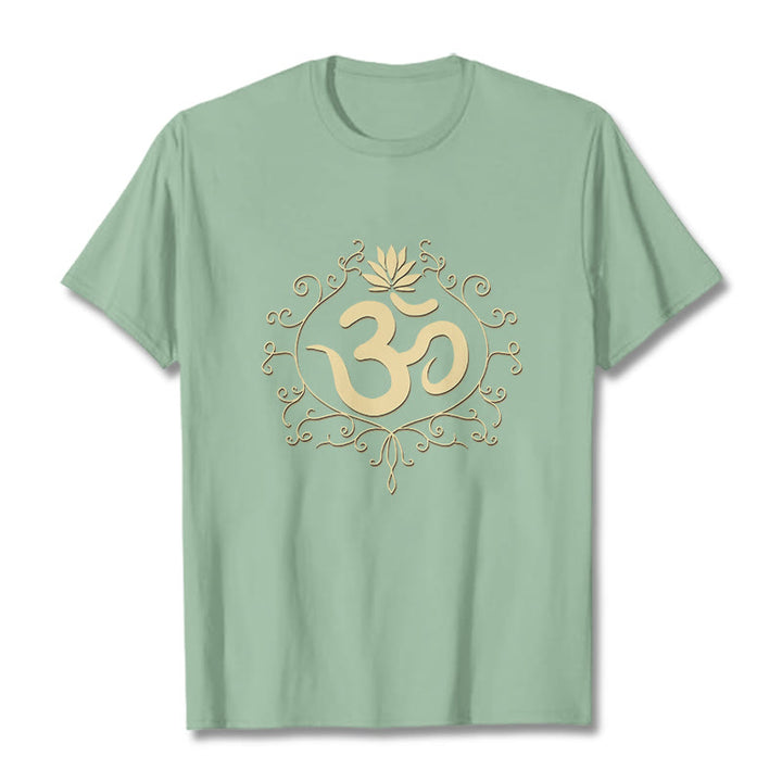 T-shirt Buddha Stones Symbole Om Vignes Fleur de Lotus - Vert pâle - 2XL - image 18