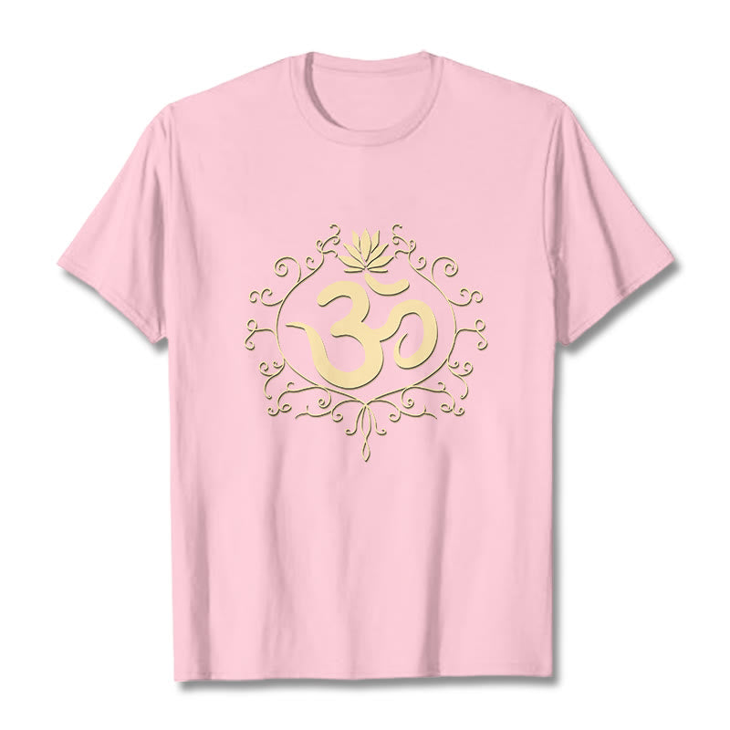 T-shirt Buddha Stones Symbole Om Vignes Fleur de Lotus - Rose clair - 2XL - image 14