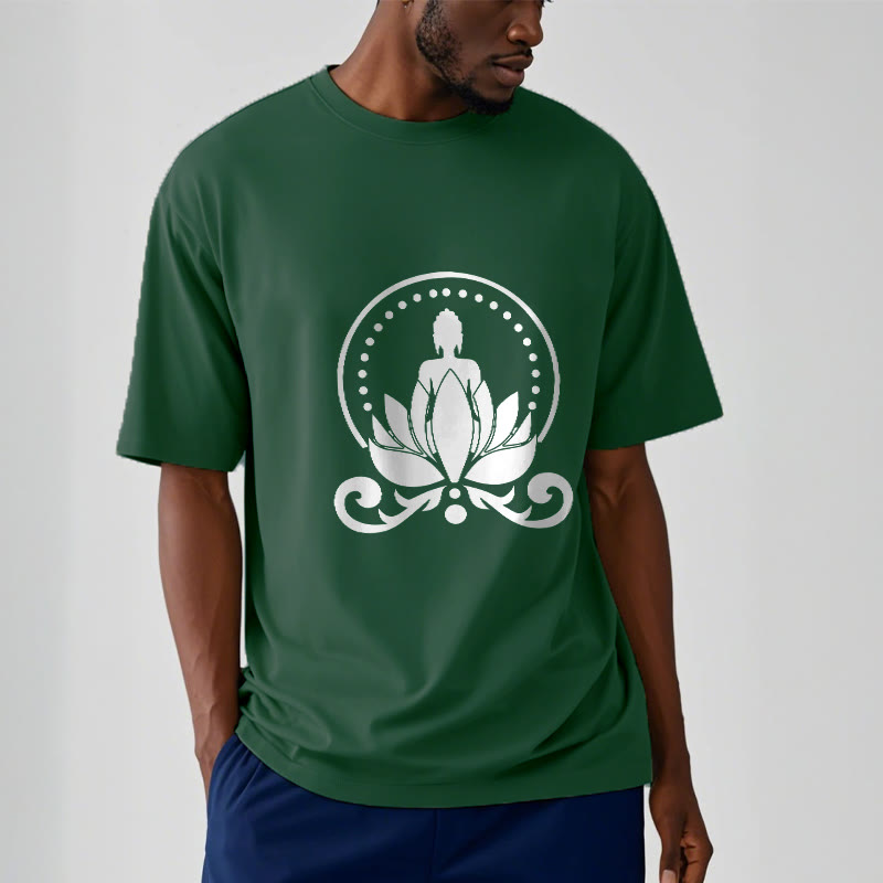 T-shirt Bouddha assis sur une fleur de lotus Buddha Stones en méditation - image 1