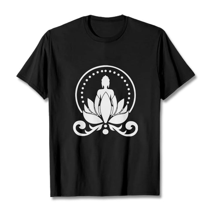 T-shirt Bouddha assis sur une fleur de lotus Buddha Stones en méditation - Noir - 2XL - image 3