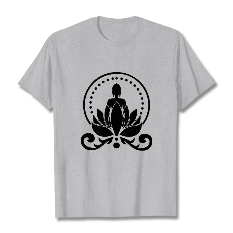 T-shirt Bouddha assis sur une fleur de lotus Buddha Stones en méditation - Gris clair - 2XL - image 19