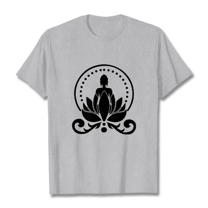 T-shirt Bouddha assis sur une fleur de lotus Buddha Stones en méditation - Gris clair - 2XL - image 19