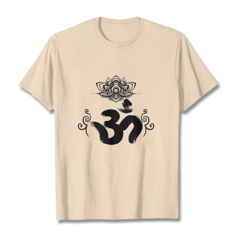 T-shirt floral sanskrit avec Buddha Stones et symbole Om - Bisque - 2XL - image 11