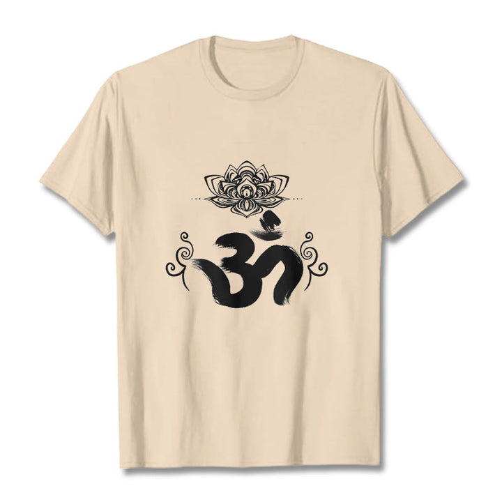 T-shirt floral sanskrit avec Buddha Stones et symbole Om - Bisque - 2XL - image 11