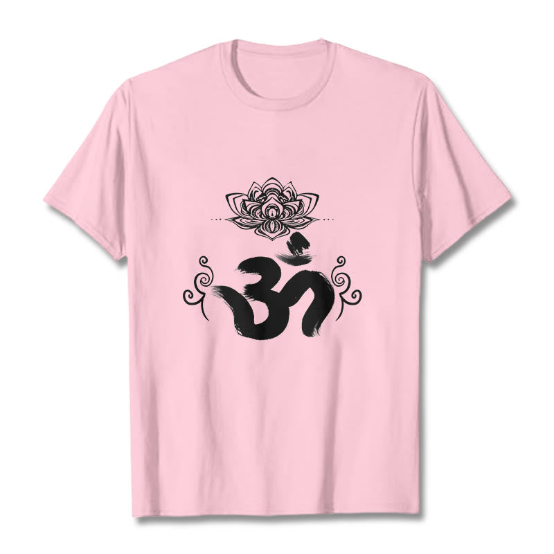 T-shirt floral sanskrit avec Buddha Stones et symbole Om - Rose clair - 2XL - image 14