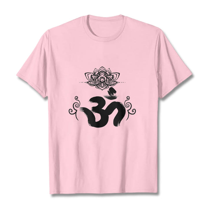 T-shirt floral sanskrit avec Buddha Stones et symbole Om - Rose clair - 2XL - image 14