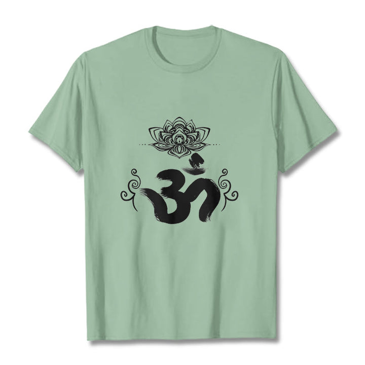 T-shirt floral sanskrit avec Buddha Stones et symbole Om - Vert pâle - 2XL - image 18