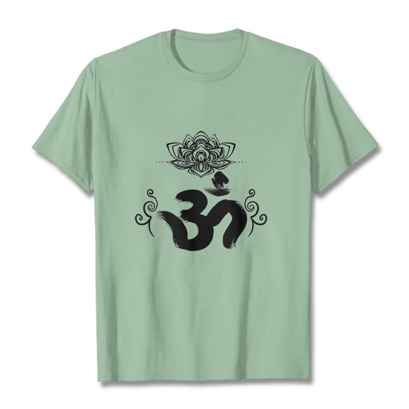 T-shirt floral sanskrit avec Buddha Stones et symbole Om - Vert pâle - 2XL - image 19