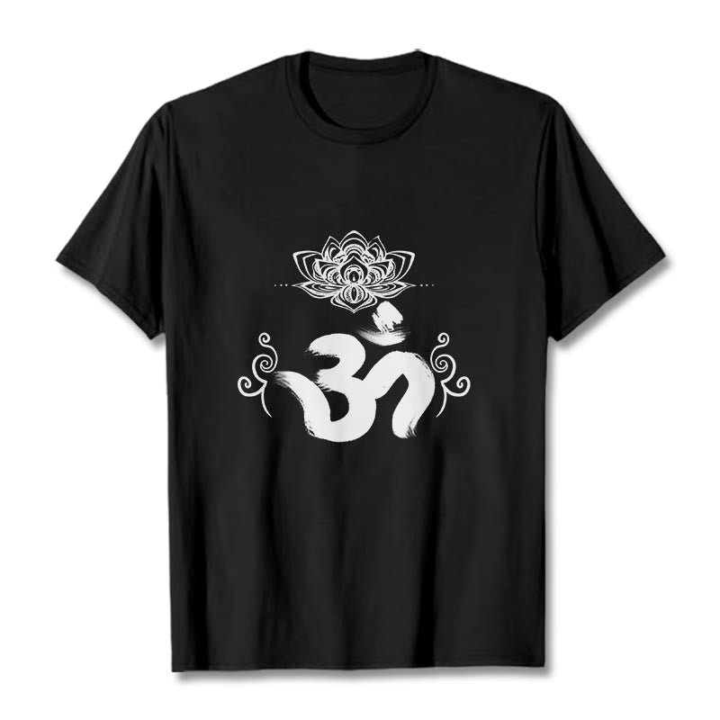 T-shirt floral sanskrit avec Buddha Stones et symbole Om - Noir - 2XL - image 7