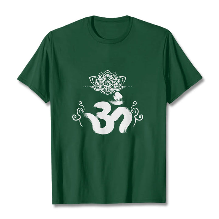 T-shirt floral sanskrit avec Buddha Stones et symbole Om - Vert forêt - 2XL - image 4
