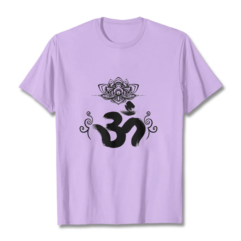 T-shirt floral sanskrit avec Buddha Stones et symbole Om - Prune - 2XL - image 17