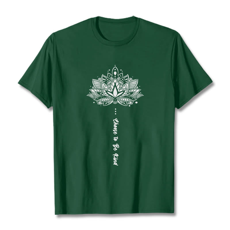 T-shirt à fleurs géométriques « Choisissez d'être gentil » Buddha Stones - Vert forêt - 2XL - image 0