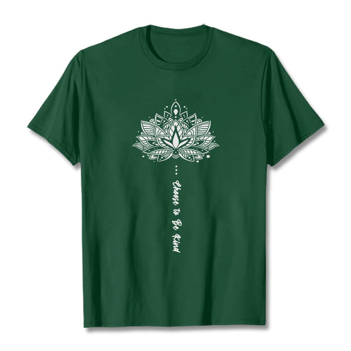 T-shirt à fleurs géométriques « Choisissez d'être gentil » Buddha Stones - Vert forêt - 2XL - image 0
