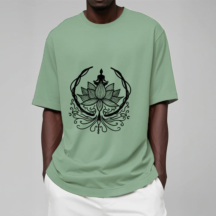 T-shirt Bouddha assis dans une fleur de lotus Buddha Stones en méditation - image 15